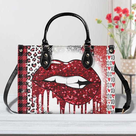 Red Lips Handbag. Trendy Handbag, Waterproof PU Leather Handbag